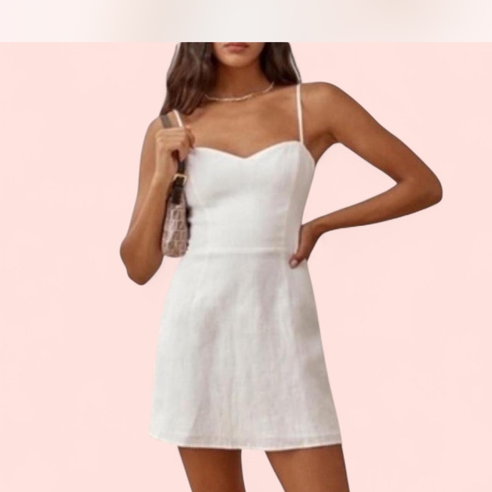 Reformation Roarke Linen White Sz 10 - Strap Dress